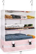 Surblue Hanging Closet Storage Bag Collapsible 3-Shelf Washable Oxford Fabric with 2 Hooks (XL 17.71*11.81*20in, Pink) by SURBLUE