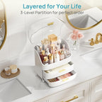 Vtopmart 3-Tier Skincare Makeup Organizer with Drawer and LId, White - Image 5