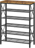 6-Tier Shoe Rack Organizer, Large Capacity Shoe Shelf with Metal Shelves, Holds up to 24 Pairs of Shoes, Shoe Storage for Entryway Closet Bedroom, Rustic Brown by Unknown
