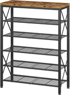 6-Tier Shoe Rack Organizer, Large Capacity Shoe Shelf with Metal Shelves, Holds up to 24 Pairs of Shoes, Shoe Storage for Entryway Closet Bedroom, Rustic Brown by Unknown