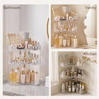 3-Tier Corner Bathroom Counter Organizer with Makeup Brush Holder, Clear - Image 6