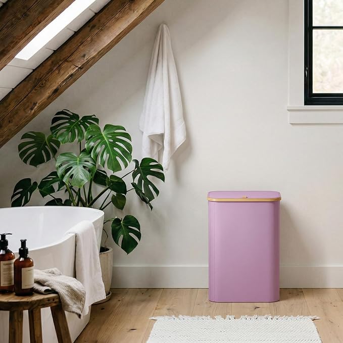 Lifewit 80L Large Laundry Basket with Lid, Removable Bags, Purple - Image 8