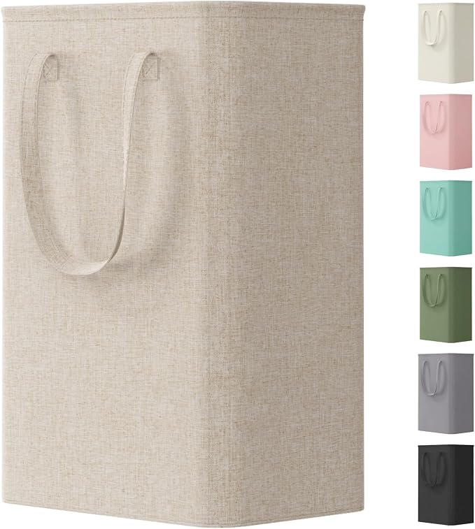 Lifewit Slim Collapsible Laundry Basket with Handles, 50L, Beige by Lifewit