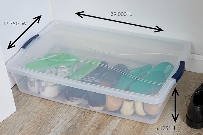 Rubbermaid Cleverstore 42 Quart Stackable Plastic Storage Container Organizer Bin with Latching Lids for Garage, Closet, and Classroom, Clear, 4 Pack - Image 3