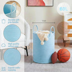 Laundry Basket,Woven Cotton Rope Laundry Hamper,60L for Decor Storage of Dirty Clothes,Toys and Blankets in Bathroom,Baby Room and Living Room - Image 6