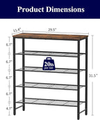 Kitsure Shoe Rack for Closet, Shoe Storage, 29.5" Wide - 5 Tier, Brown | Space-Saving Shoe Organizer with Leveling Feet, Sturdy & Rust-Proof Wooden Shoe Rack for Entryway, Bedroom, Living Room - Image 2