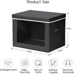 Homsorout Storage Bins with Lids - Small Fabric Organizers with Window, Collapsible Storage Bins for Clothes, Decorative Closet Organizers for Towels, Tshirt, 3 Pack, Black - Image 2