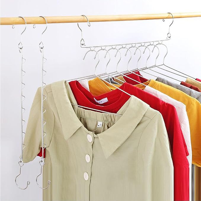 8 Pack Space Saving Hangers for Clothes Metal Hanger Organizer - Image 2