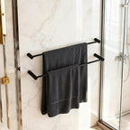Towel Racks for Bathroom, NEWRAIN 30 inch Double Bath Towel Bar Wall Mounted, Stainless Steel Kitchen Towel Holder, Matte Black Towel Rod Towel Rail Hange - Image 4