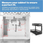 2 Pack 19IN Depth Under Sink Storage Organizer, Large 2-Tier Elegant Mesh Pull Out Shelf for Kitchen and Bathroom Cabinet Organization, L-Shaped and Adjustable Height Design-Black - Image 2