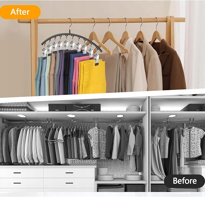 Legging Hangers for Closet Organizer, Hat Hangers for Closet 2 Pack with 10 Clips Holds 20 Leggings, Legging Hanger, Pants Storage Organizer Suitable for Socks, Panties, Underwear, Pants - Image 6