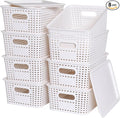 Ohmlove 8 Pack Plastic Storage Baskets with Lids for Organization by OHMLOVE