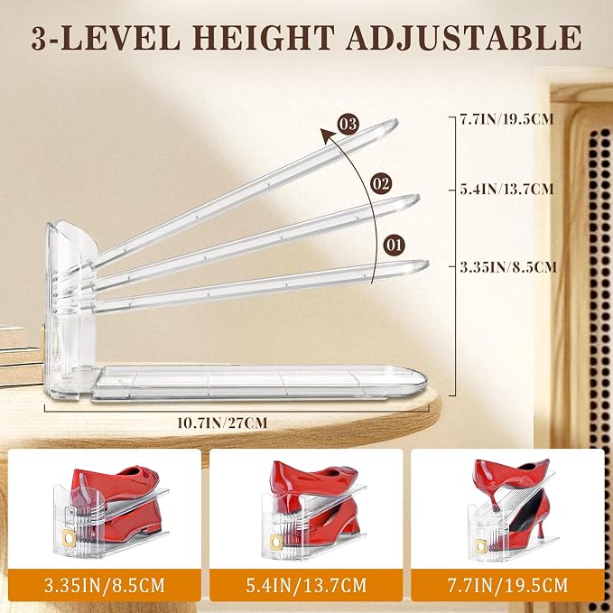 Shoe Slots Organizer for Closet, 30 Pack Shoe Stacker Organizer, Shoe Storage Space Savers 50%, 3 Levels Adjustable Shoe Racks for Closet Organization - Image 4
