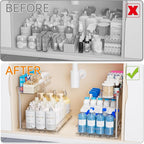 Yieach 2 Pack 14.6″ Deep Pull Out Under Sink Organizer,12.8″ High 2 Tier Slide Out Cabinet Organizer for Kitchen Cabinet,Undersink Organizers,Under Sink Shelves,Bathroom Organizers and Storage,Clear - Image 7