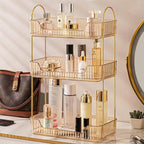 Bathroom Counter Organizer Countertop, 3 Tier Makeup Perfume Shelf Storage, Skincare Cosmetic Tray for Dresser Vanity - Gold by Aveniee