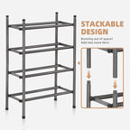 STORAGE MANIAC Expandable Shoe Rack for Closet, 8 Pairs Stackable Small Shoe Rack, Metal Adjustable Shoes Organizer for Entryway, Hallway, Garage, Front Door, Shoes Shelves, Black 2 Tier - Image 4