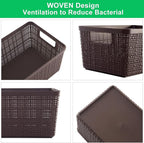 6 Pack Plastic Storage Baskets with Lid,Brown Stackable Bins - Image 2