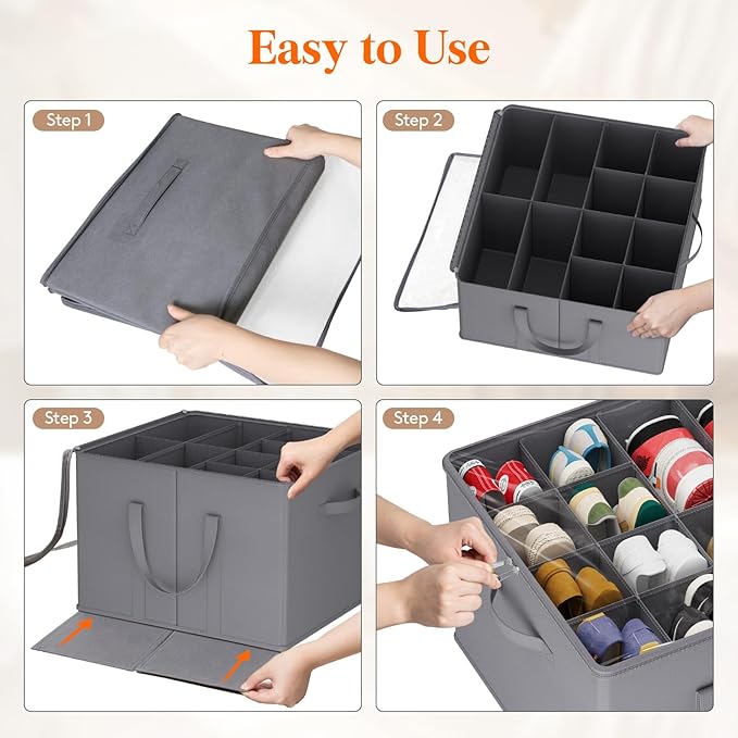 Lifewit Shoe Storage Organizer for Closet, Holder Box, 1 Pack, Gray - Image 6