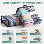 5 Pack Clear Storage Bags for Clothes, 22L Blanket Storage Bags, Under Bed Storage, Closet Organizers Bag, Upgraded Version Two-Way Zippers Design(Navy Blue) - Image 3