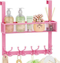SWTYMIKI Over The Door Hook with 16 Hooks & Mesh Baskets - Heavy Duty Over The Door Organizer Hanger for Towels, Coats, Clothes - Space Saving Hanging Rack for Bathroom, Living Room, Pink by SwtyMiki-TidyHomeSweetLife