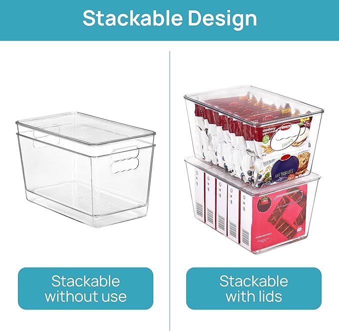 Vtopmart 2 Pack Clear Stackable Storage Bins with Lids and Handles, Large - Image 2