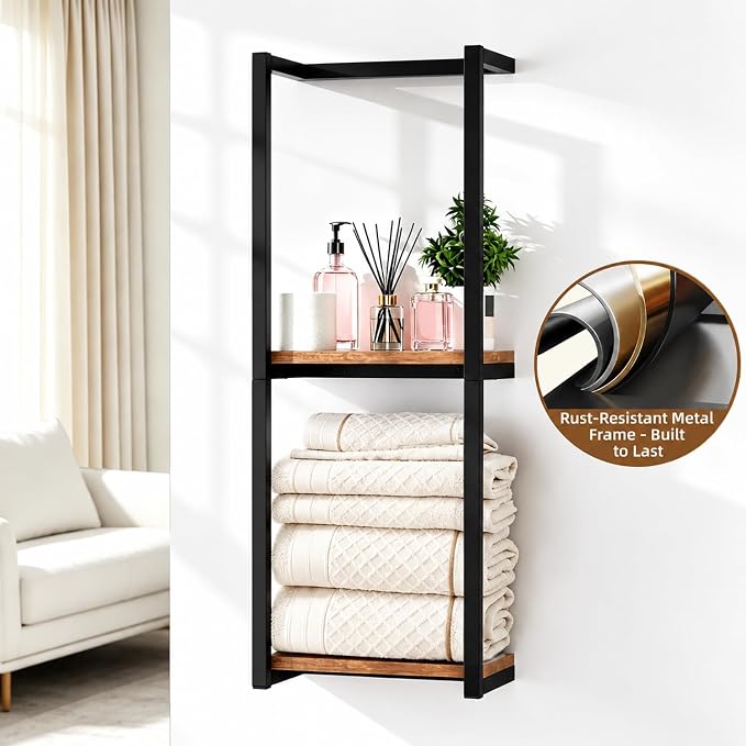 Towel Racks for Bathroom, 2 Tier Wall-Mounted Towel Rack, Home Decor Shelf, Space-Saving Organizer Rack for Household, Bathroom, and Bedroom - Image 7