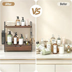 2-Tier Bathroom Counter Organizer with Drawer, Wood Counter Storage Shelf - Image 4
