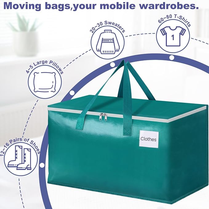 StorageRight Moving Bags, Moving Boxes, 93L 6-Pack Sotrage Bags Totes,Green - Image 4