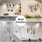 HANZENMA Broom Holder Wall Mount, Broom Organizer Wall Mount Stainless Steel Broom and Mop Hanger Heavy Duty Storage Organization for Home Kitchen Garden Garage Room 5 Racks 4 Hooks - Image 4