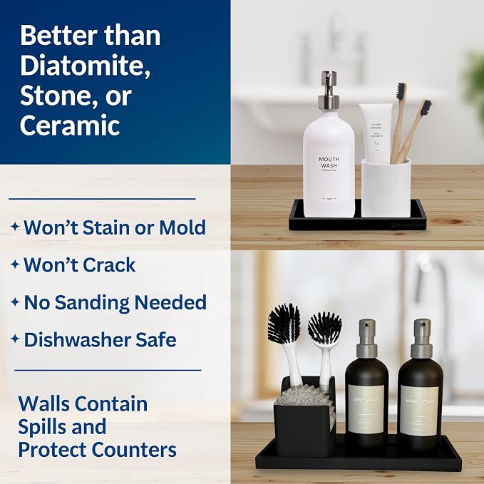 Spacewiser Countertop & Vanity Silicone Tray – 2 PC (11.7" & 7.7") Set - Image 5