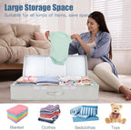 Supowin 2Pack Large Underbed Storage Containers Bin with Lids, Light Gray | 6 Inches Tall Under Bed Storage Organizer Box with Handles, Foldable Closet Organizer for Clothes, Blankets, Seasonal Items - Image 5