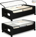 Under Bed Storage with Wheels, 2 Pack Under Bed Storage Containers, 10.6 inches Tall Underbed storage bins on Wheels, Rolling Under the Bed Metal Drawers for Clothes, Blankets, Shoes (XXXL, 90L) by Unknown