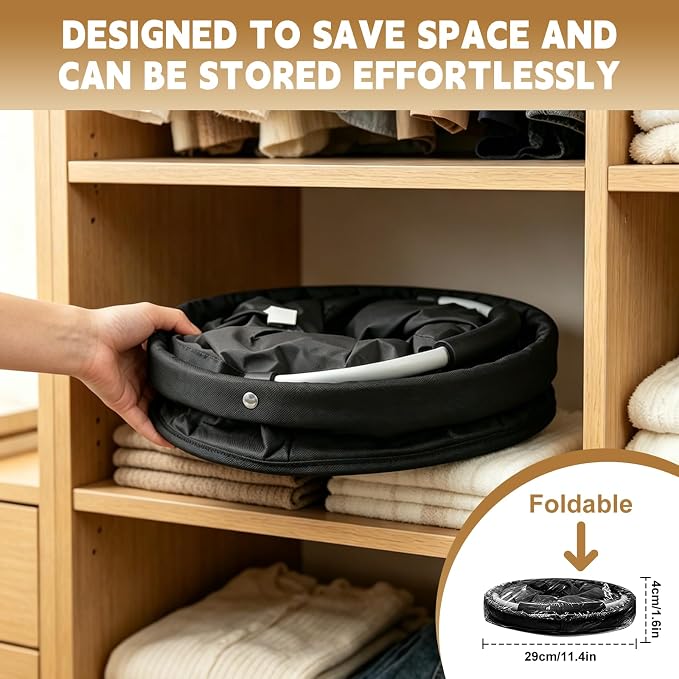 17L Cleaning Caddy with Handle, Foldable Cleaning Supplies Organizer, Portable Storage Bucket Bag for Home & Garden (Black) - Image 6