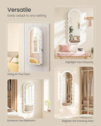 SONGMICS Wide Jewelry Organizer, Wall/Door Mounted, LED Cabinet, Lockable - Image 6