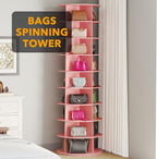 SpaceAid 9 Tier Rotating Shoe Rack Tower, Spinning Shoe Display Lazy Susan, Revolving 360 Shoe Rack Storage Round Carousel, Vertical Handbag Rotate Shoes Closet Organization (9-Tier Pink) - Image 5