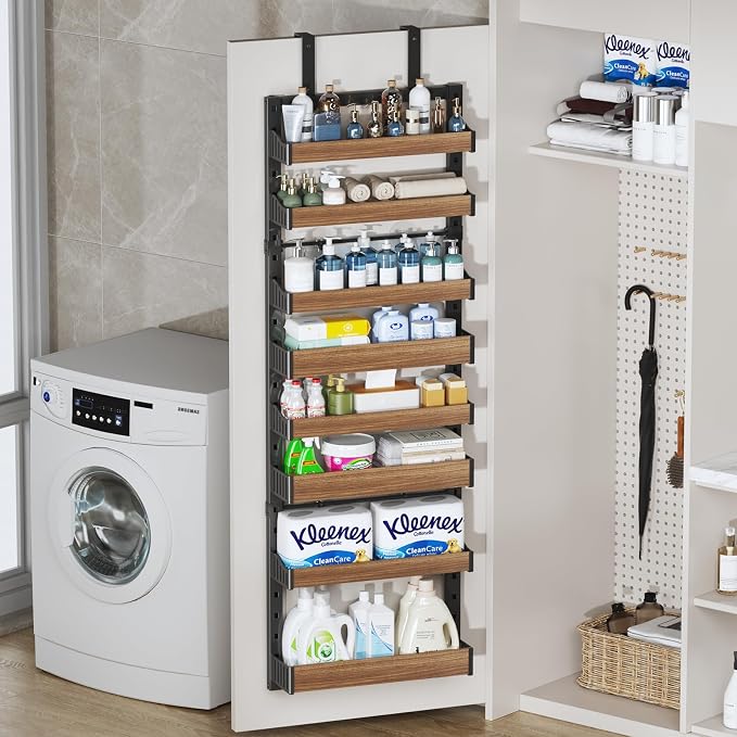 8-Tier Over The Door Pantry Organizer, Heavy-Duty Metal Wall Mount or Hanging Spice Rack, behind the door storage Shelves with Adjustable Basket, Back of Door Organizer for Kitchen Cabinet and Closet - Image 7