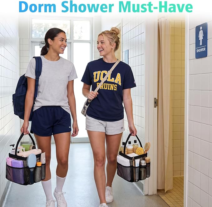 EUDELE Mesh Shower Caddy Portable for College Dorm Room Essentials, Shower Caddy Dorm with 9-Pocket Large Capacity for Beach, Swimming, Gym, Camping, Travel essentials - Image 2