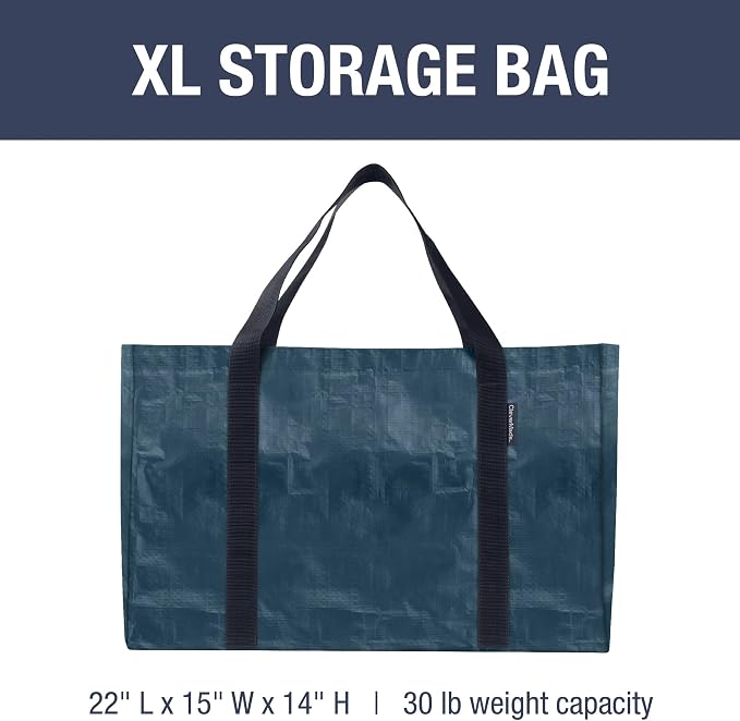 CleverMade XXL Storage Basket Tote, 76L Storage Bag, 2 Pack, Ocean - Image 2