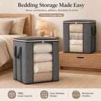Comforter Storage Bags 120L for Blanket Clothes Bedding Sheet 2 Pack Grey - Image 6
