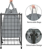 WOWLIVE Rolling Laundry Basket, Metal Wire Frame Laundry Hamper with Wheels - Image 6