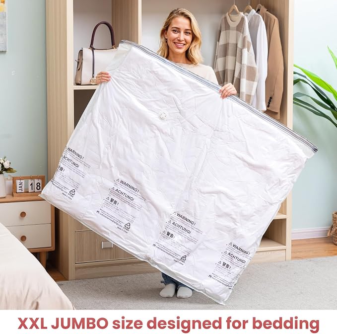 TAILI Vacuum Storage Bags 4 Pack, XXL Jumbo Size 47x39 Inch, Cream - Image 2