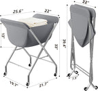 ELYKEN Laundry Basket with Wheels, Collapsible Laundry Hamper, Gray - Image 3