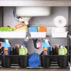 Wesiti 6 Pcs Cleaning Caddy with Handle Large Plastic Housekeeping Shower Basket Cleaning Supplies Organizer for Spray Bottles Brush Home Bathroom Office(Black) - Image 7