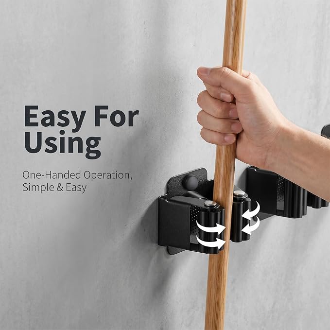 24 Pcs Screwdriver Holder Wall Mount Broom Holder Wall Mount Heavy Duty Metal Mop Hanger Rack for Garage Kitchen Laundry Garden Tool Organizer Black - Image 7