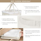 DOKEHOM 90L X-Large Rolling Laundry Basket Hamper on Wheels, Beige - Image 4