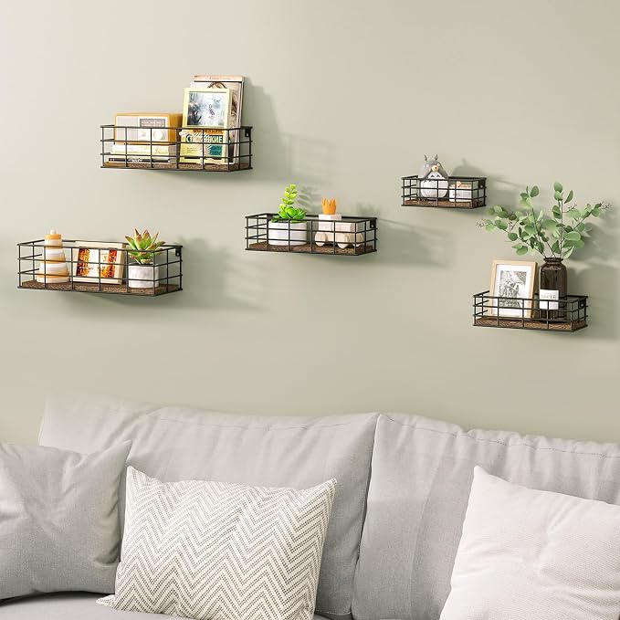 Fixwal Wire Frame Floating Shelves for Wall 5 Different Sizes Carbon Black - Image 2