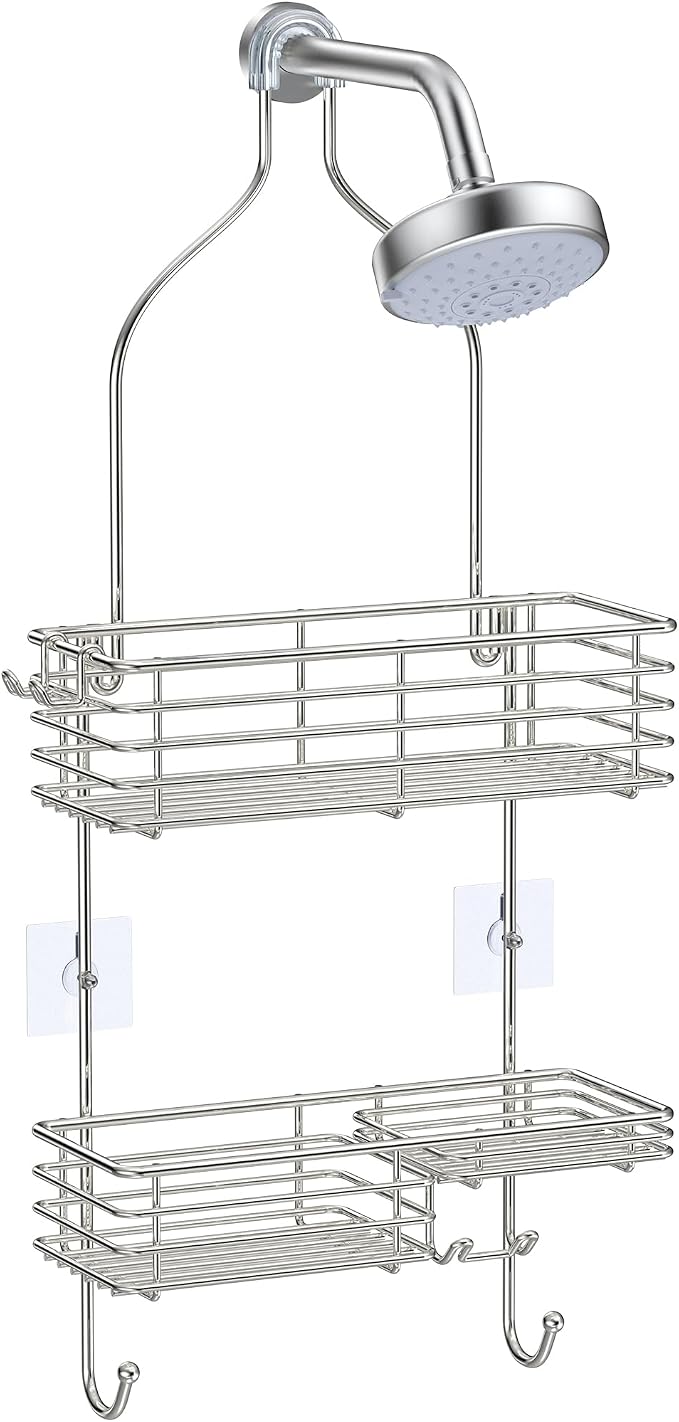 SMARTAKE Hanging Shower Head Caddy, Shower Shelf Organizer, Silver by SMARTAKE