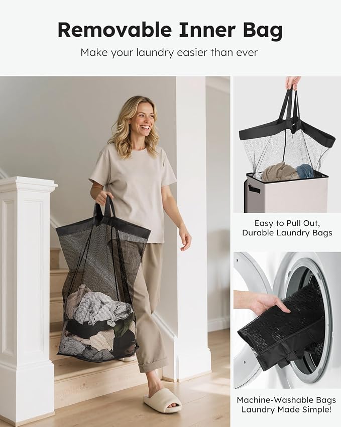SOLEDI 90L Laundry Hamper with Lid, Large Collapsible Laundry Basket - Image 4