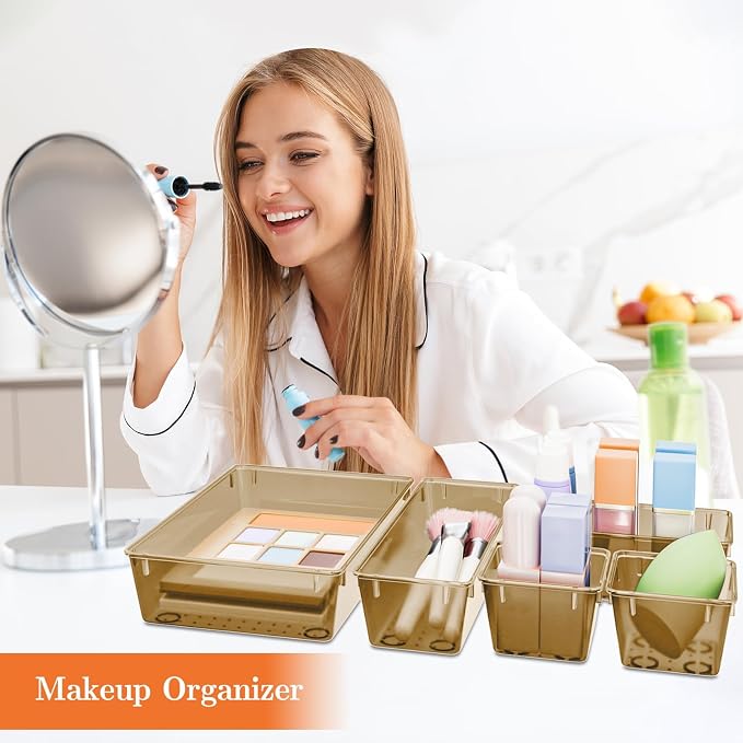 SpaceHacks 25 PCS Plastic Drawer Organizer, 4-Size Versatile Organizer Trays & storage Bins - Image 5