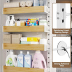 6 Tier Over the Door Pantry Organizer with Adjustable Wooden Baskets, Heavy Duty 2 in 1 Wall Mounted & Hanging Spice Rack for Kitchen, Cabinet and Closet Organization - Image 6